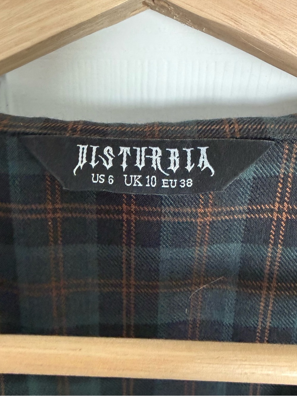 Disturbia Nightingale Check Mini Dress - Dark Green Black Plaid - Picture 4 of 6